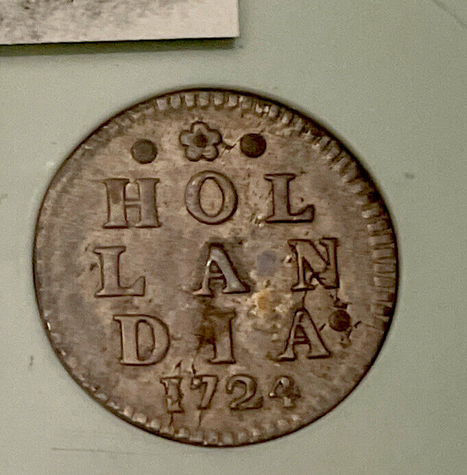 Holland silver 2 Stuivers 1724/2 overdate. choice extra fine
