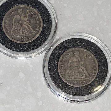 Pair ChoiceFine Pair 1876-77 CC Carson City Seated Liberty Silver Dimes FREE S&H