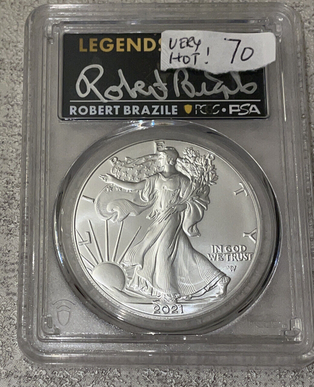 2021 w silver Eagle ty2 R Brazile First Production PCGS MS70 free S&H   Fly Flt