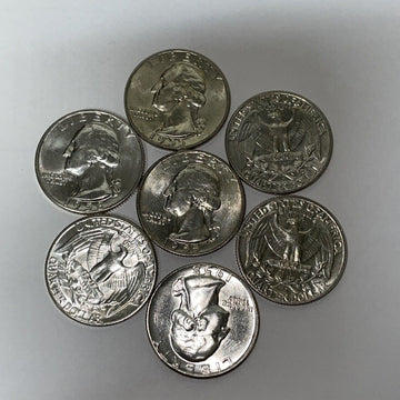 Souper 7: 4x1955D + 3x1958P GEM BU 90% SILVER 25c Fresh from Roll Free Shipping!