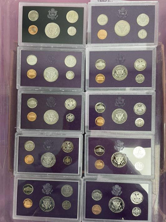 Run of Qabala 7+ pristine proof sets 1983-1989 40 coin set 40% off original cost