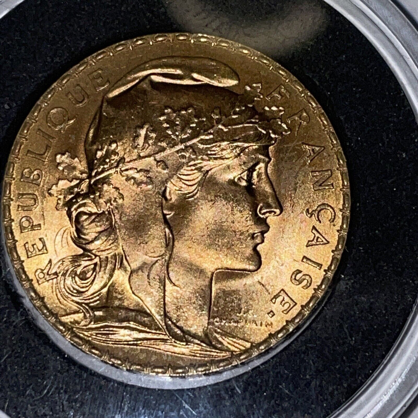 1910 20 Franc Rooster Gold 22kt Liberte Egalite Fraternite Super Kool