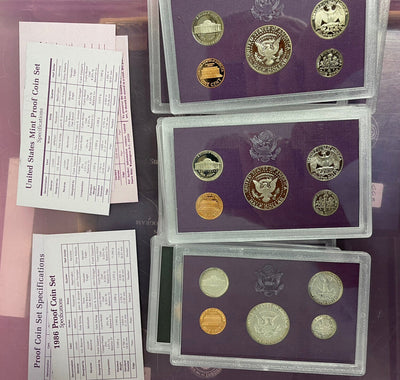 6 Decade Run proof sets 1960 to 2010 51+ sets orig pkg 350 coins incl silver wow