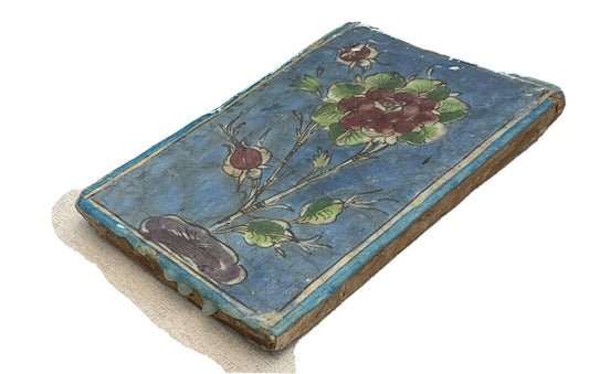 Hand Painted & Glazed Oriental Earthenware Botanic Garden Tile Size About 8x11”