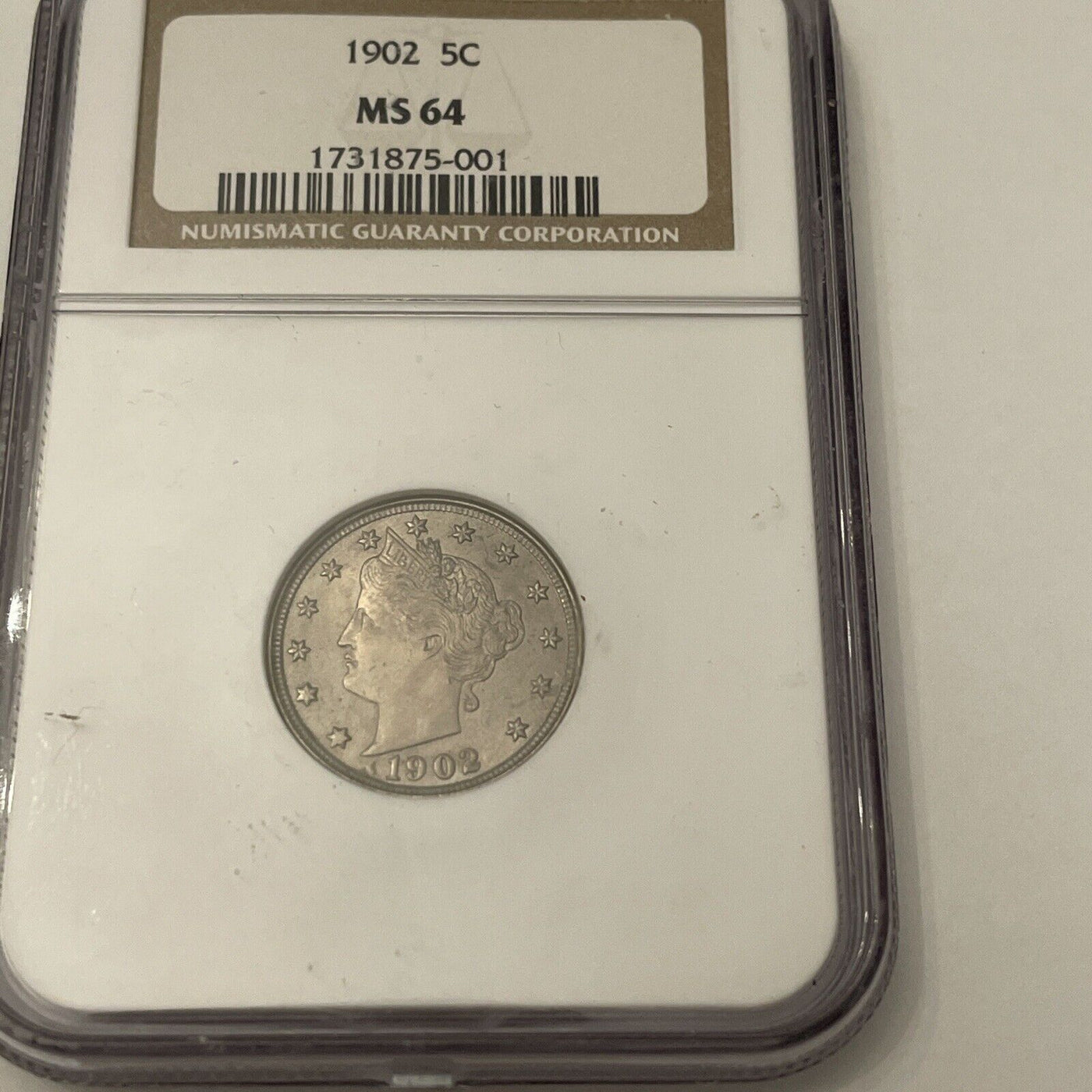 1902 gorgeous liberty V nickel 1902 NGC MS64 really great collectible!