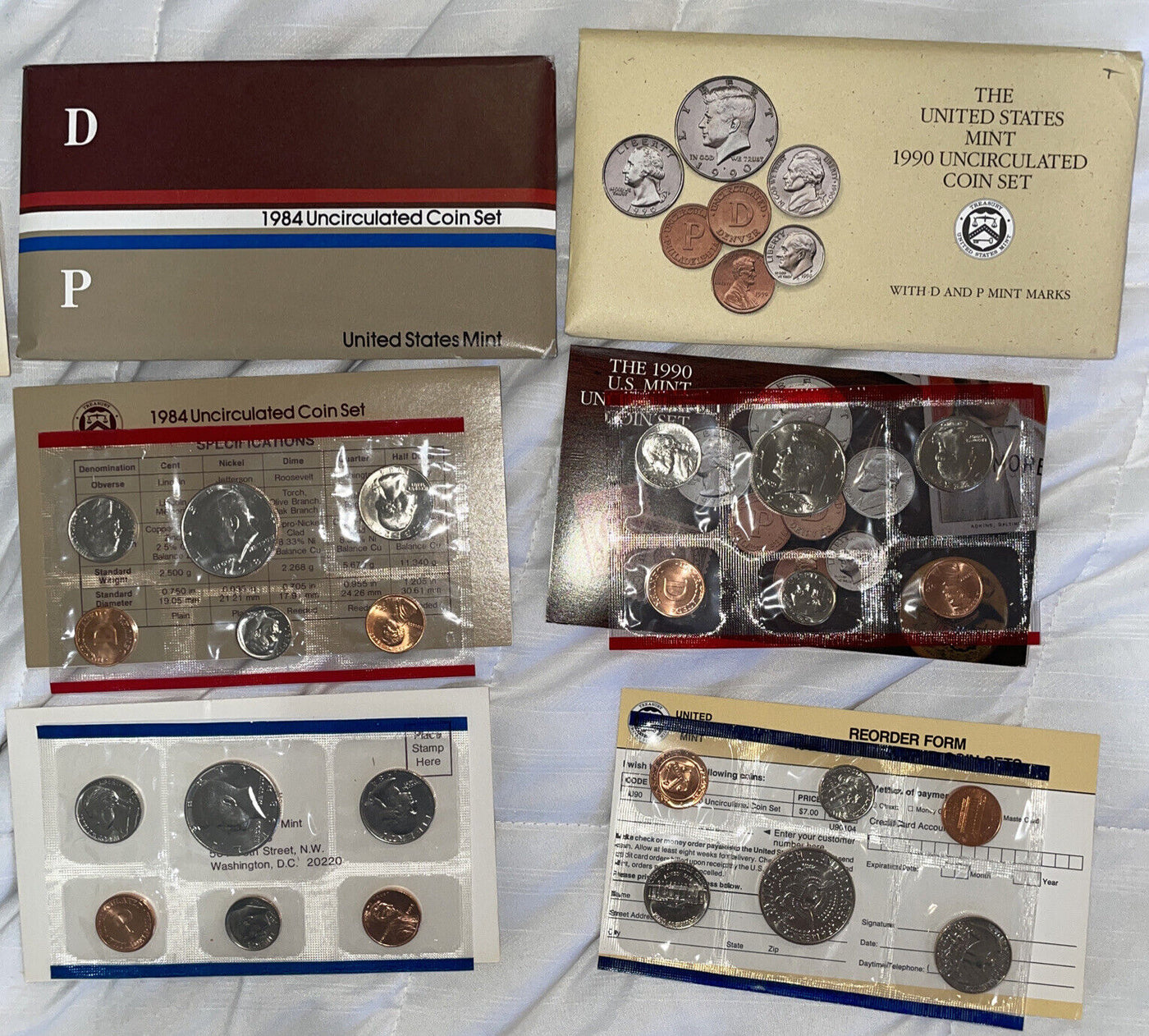 7 mint sets 1971 72 84 85 89 90 plus SBA set orig pkg over 80 coins grt bargain!