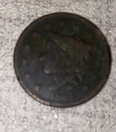 1837 Coronet Head large cent fine details dark toned Copper and Old Goodie!