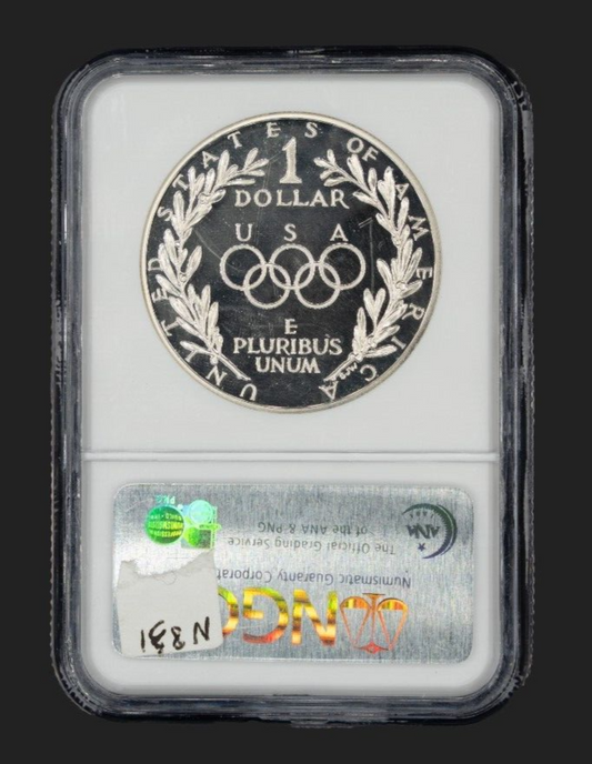 1988-S 1 Dollar Olympic, DCAM / Fine Silver Coin / Mint Condition