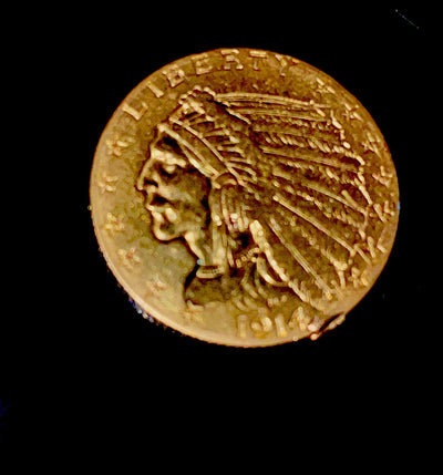 1914D (new Denver Mint) $2.5 US Gold Quarter Eagle Indian Head Gorgeous UNC Det.