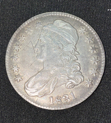 Great looking Extra Fine 1831 Capped Bust Silver Half Graffiti Dmg gr8 Filler