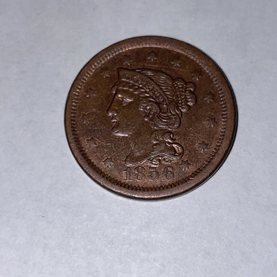 1856 Large Cent RB Almost Unc Gorgeous Braided Hair Upright 5