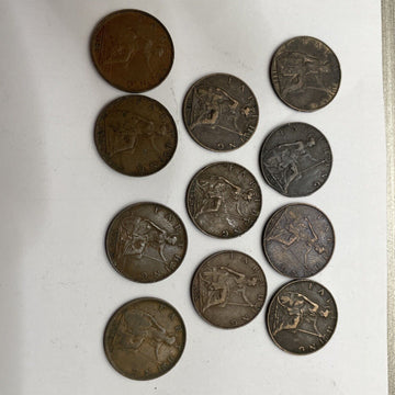 11 diff Fine English 1/4 Penny Farthing Coppers nice collection 1898 to 1936