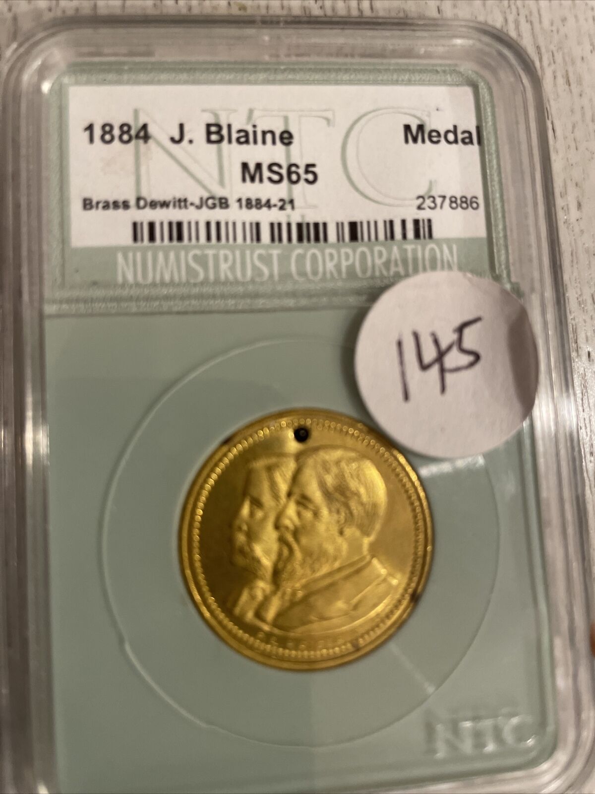 2 Old Rare Golden Medals: 1884 Blaine BU & 1893 Columbian Expo Watch Souvenir