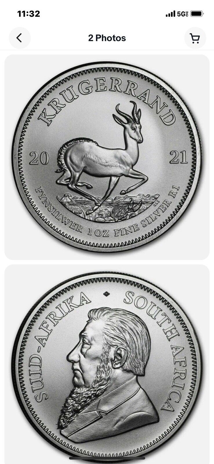 2021 South Africa 1 oz 999 Fine Silver Krugerrand Coin BU - IN APMEX Prof Holder