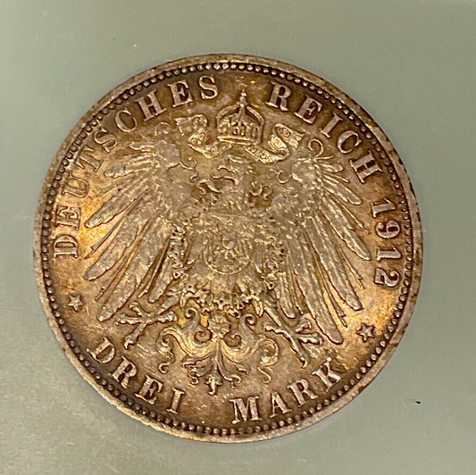 Prussia Germany 3 Mark 1912A almost uncirculated