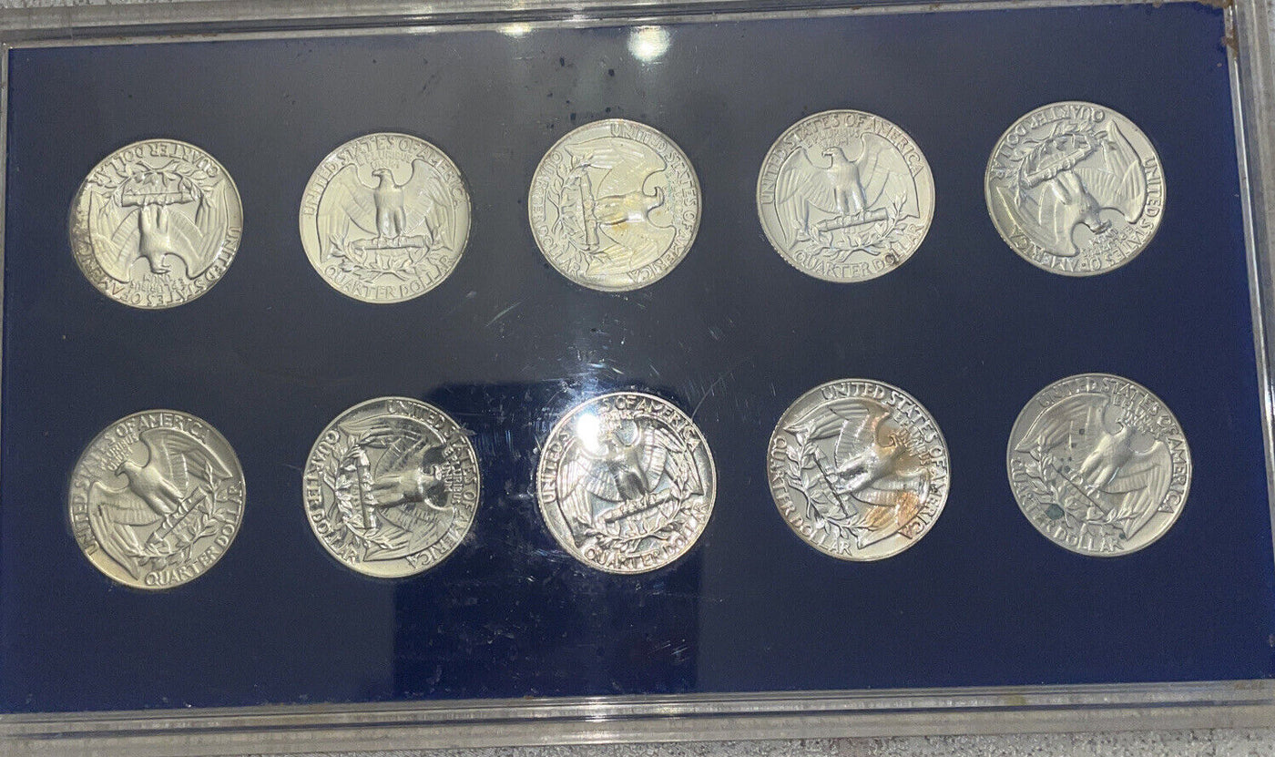 last ten philadelphia silver quarters. 1955 & 56 are of high value