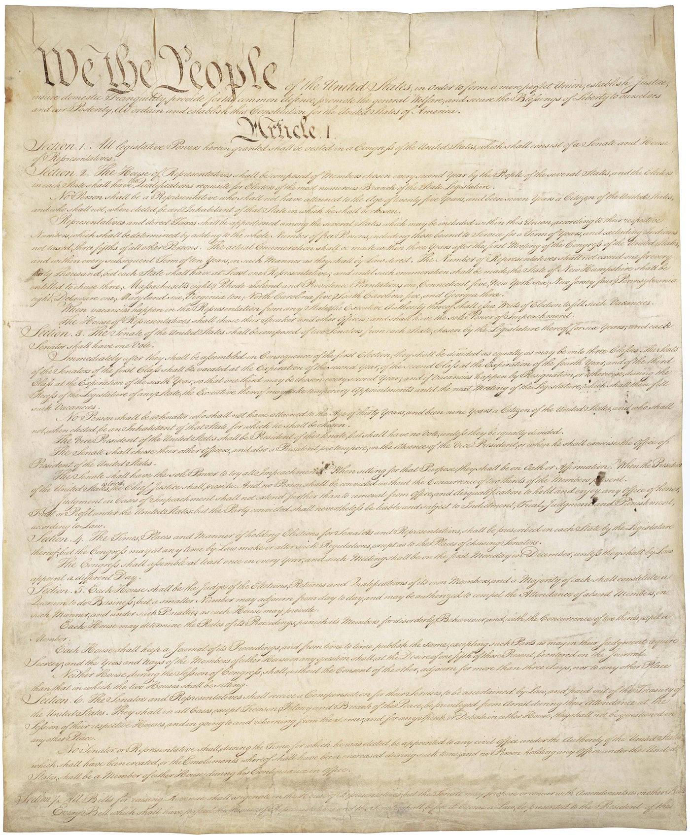 We The People Antique 11 x 17 Ivory Print US Constitution