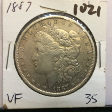 * MORGAN SILVER DOLLAR - 1887 VF+