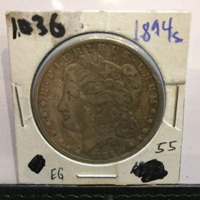 Morgan Dollar 1894 S San Francisco Fine + Silver Dollar