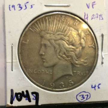 Peace Silver Dollar 1935 S - 4 Rays variety - VF+ Very Fine plus  - San Francisco
