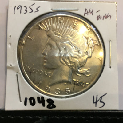 Peace Silver Dollar 1935 S - 4 Rays variety - AU Almost uncirculated - San Francisco