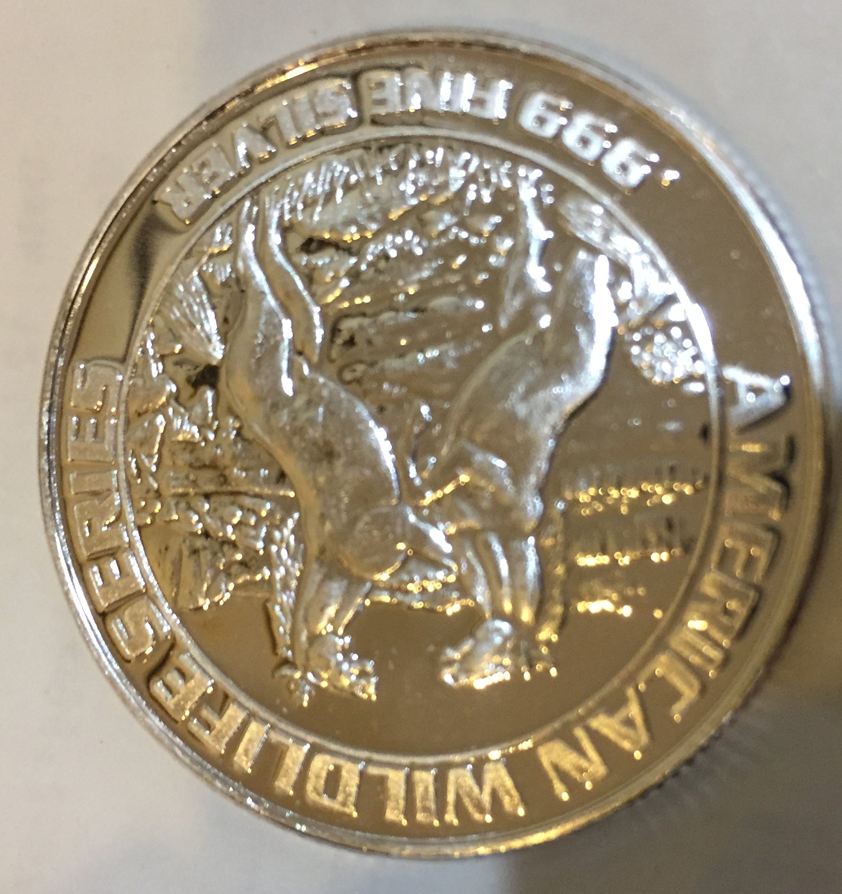 Foxwoods Casino 1993 Silver .999 Token 3/4 OZ. Wildlife Series - Mustangs - reverse