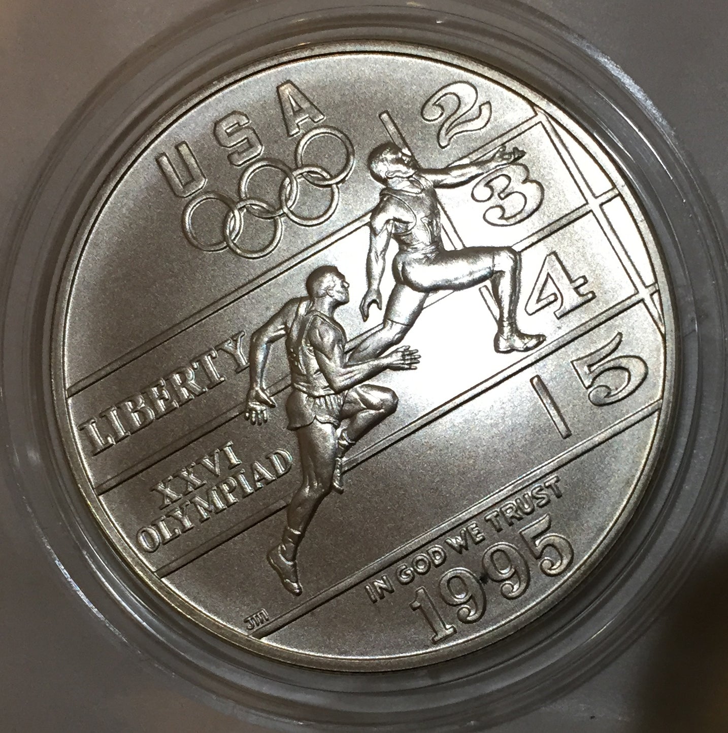 Atlantic Olympic Runners Commemorative Silver Dollar 1995 D GEM UNCIRC uncirculated Denver